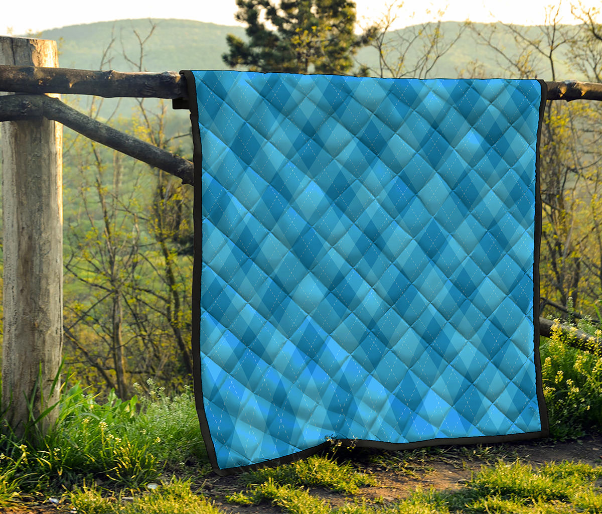 Ocean Blue Argyle Pattern Print Quilt