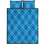 Ocean Blue Argyle Pattern Print Quilt Bed Set