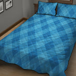 Ocean Blue Argyle Pattern Print Quilt Bed Set