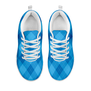 Ocean Blue Argyle Pattern Print White Sneakers