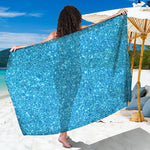 Ocean Blue Glitter Artwork Print (NOT Real Glitter) Beach Sarong Wrap