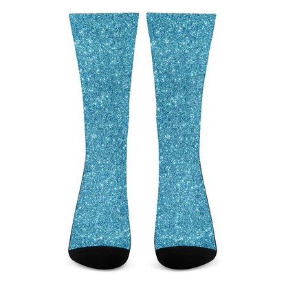 Ocean Blue Glitter Artwork Print (NOT Real Glitter) Crew Socks