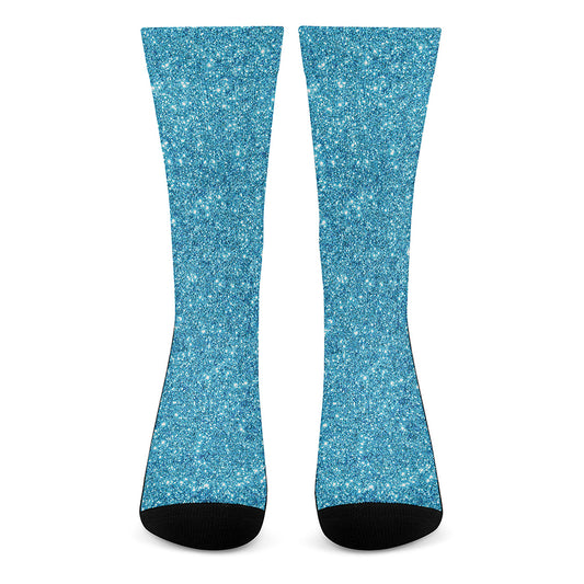 Ocean Blue Glitter Artwork Print (NOT Real Glitter) Crew Socks