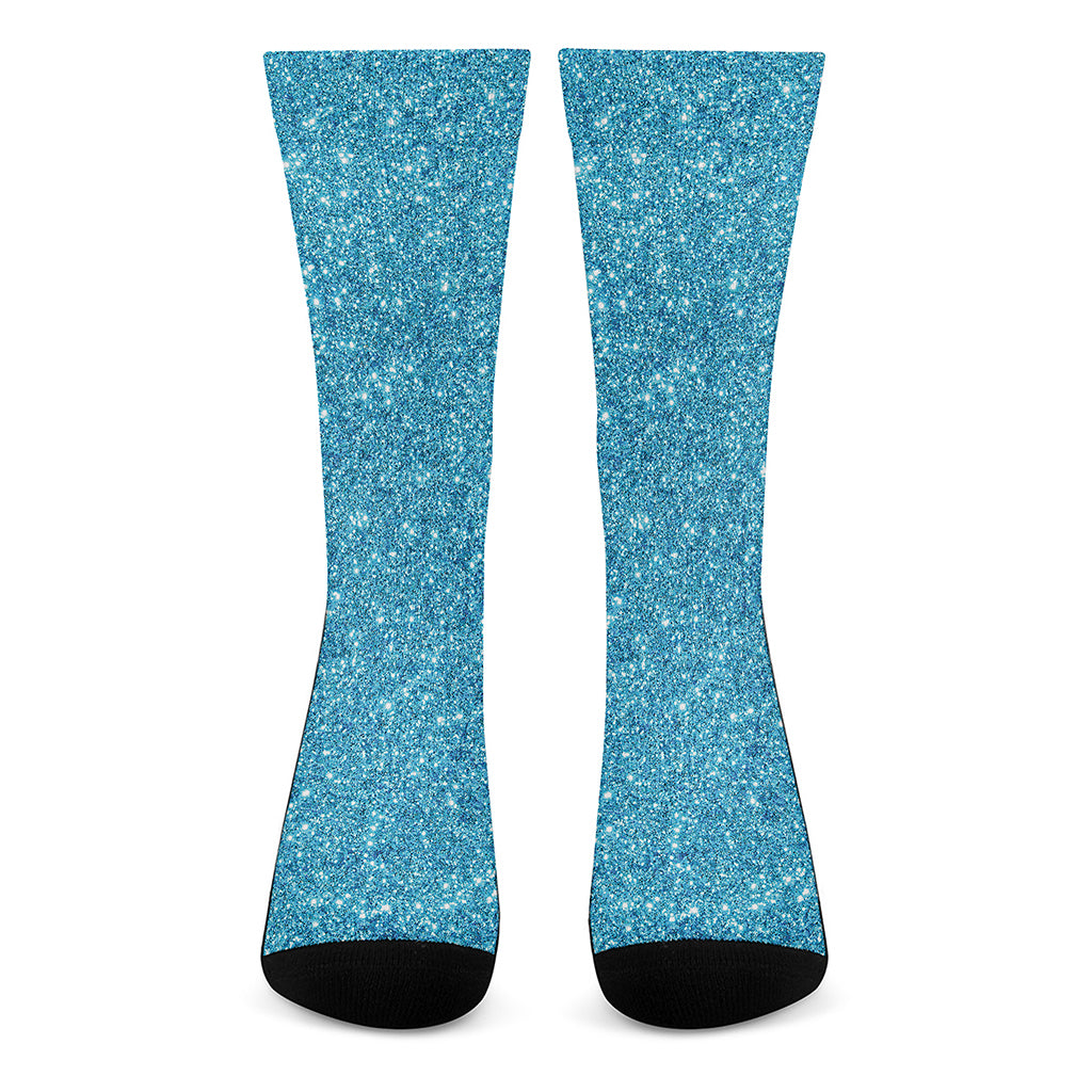 Ocean Blue Glitter Artwork Print (NOT Real Glitter) Crew Socks
