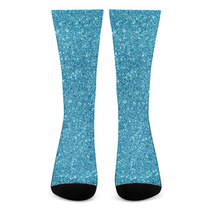 Ocean Blue Glitter Artwork Print (NOT Real Glitter) Crew Socks