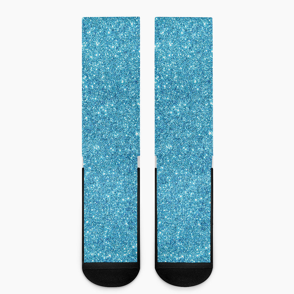 Ocean Blue Glitter Artwork Print (NOT Real Glitter) Crew Socks