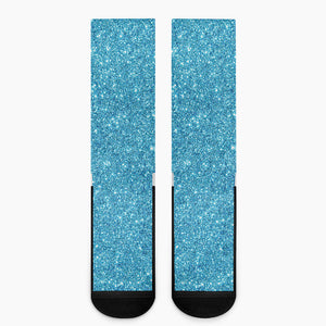 Ocean Blue Glitter Artwork Print (NOT Real Glitter) Crew Socks