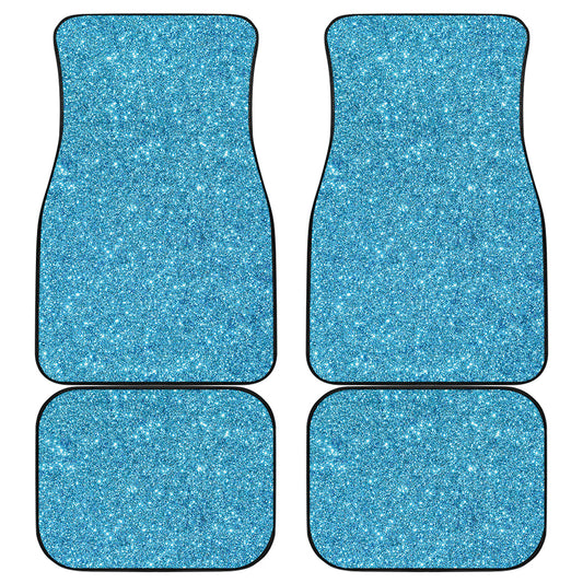 Ocean Blue Glitter Artwork Print (NOT Real Glitter) Front and Back Car Floor Mats