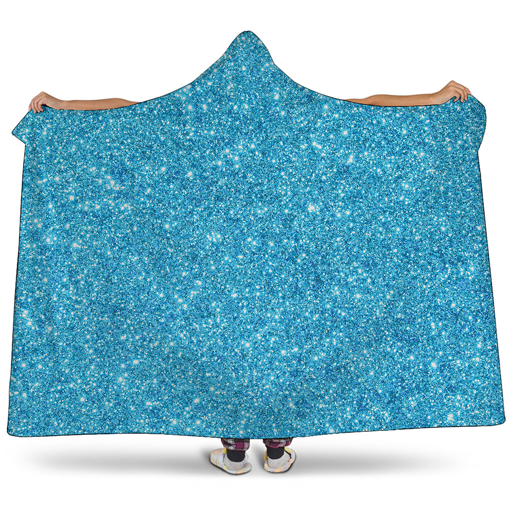 Ocean Blue Glitter Artwork Print (NOT Real Glitter) Hooded Blanket
