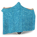 Ocean Blue Glitter Artwork Print (NOT Real Glitter) Hooded Blanket