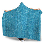 Ocean Blue Glitter Artwork Print (NOT Real Glitter) Hooded Blanket