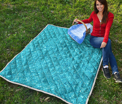 Ocean Blue Glitter Artwork Print (NOT Real Glitter) Quilt