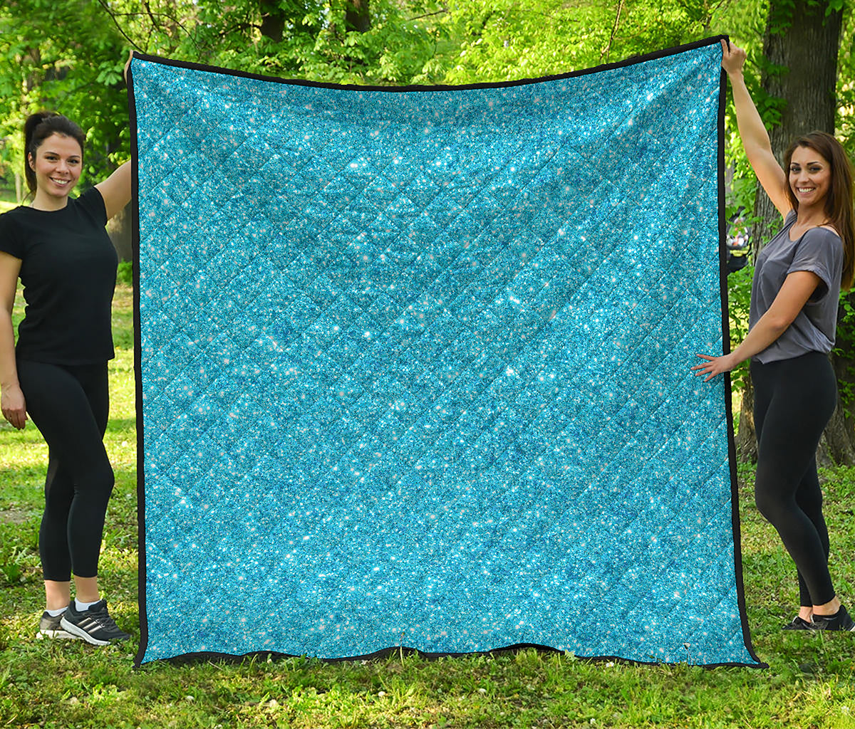 Ocean Blue Glitter Artwork Print (NOT Real Glitter) Quilt