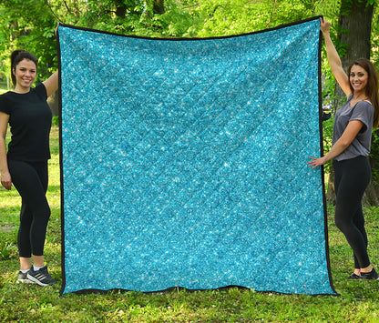 Ocean Blue Glitter Artwork Print (NOT Real Glitter) Quilt