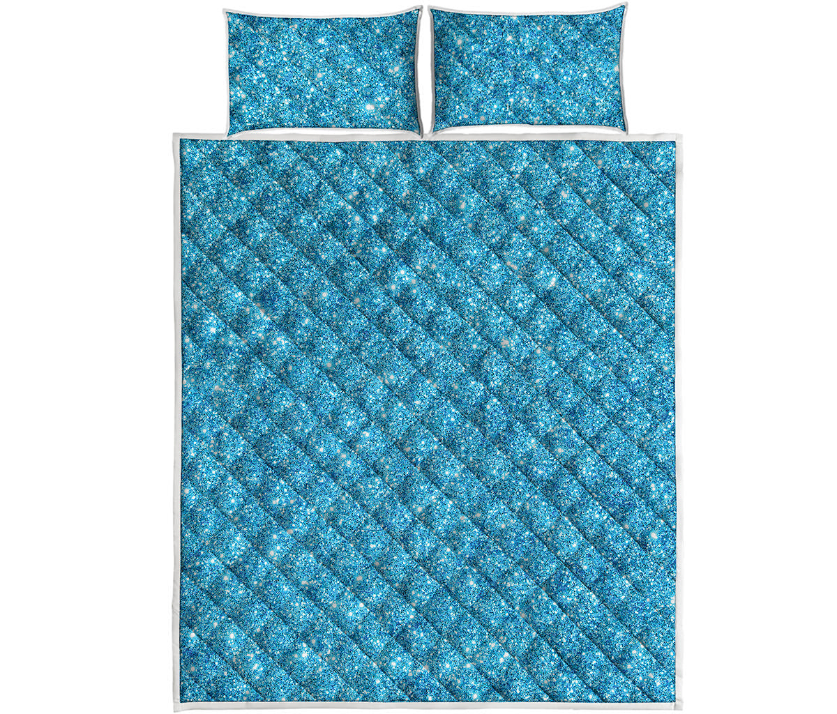 Ocean Blue Glitter Artwork Print (NOT Real Glitter) Quilt Bed Set