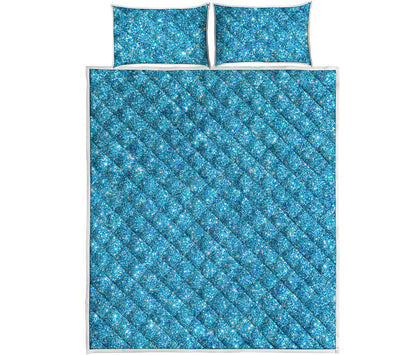 Ocean Blue Glitter Artwork Print (NOT Real Glitter) Quilt Bed Set