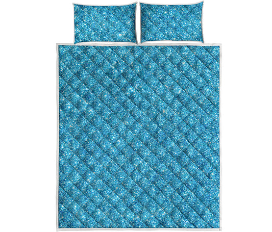 Ocean Blue Glitter Artwork Print (NOT Real Glitter) Quilt Bed Set