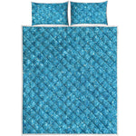 Ocean Blue Glitter Artwork Print (NOT Real Glitter) Quilt Bed Set