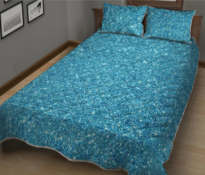 Ocean Blue Glitter Artwork Print (NOT Real Glitter) Quilt Bed Set