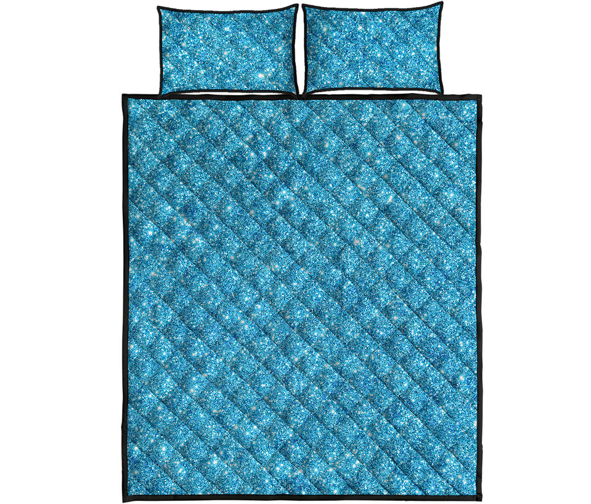 Ocean Blue Glitter Artwork Print (NOT Real Glitter) Quilt Bed Set