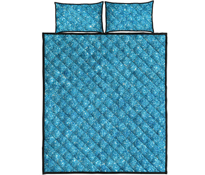 Ocean Blue Glitter Artwork Print (NOT Real Glitter) Quilt Bed Set