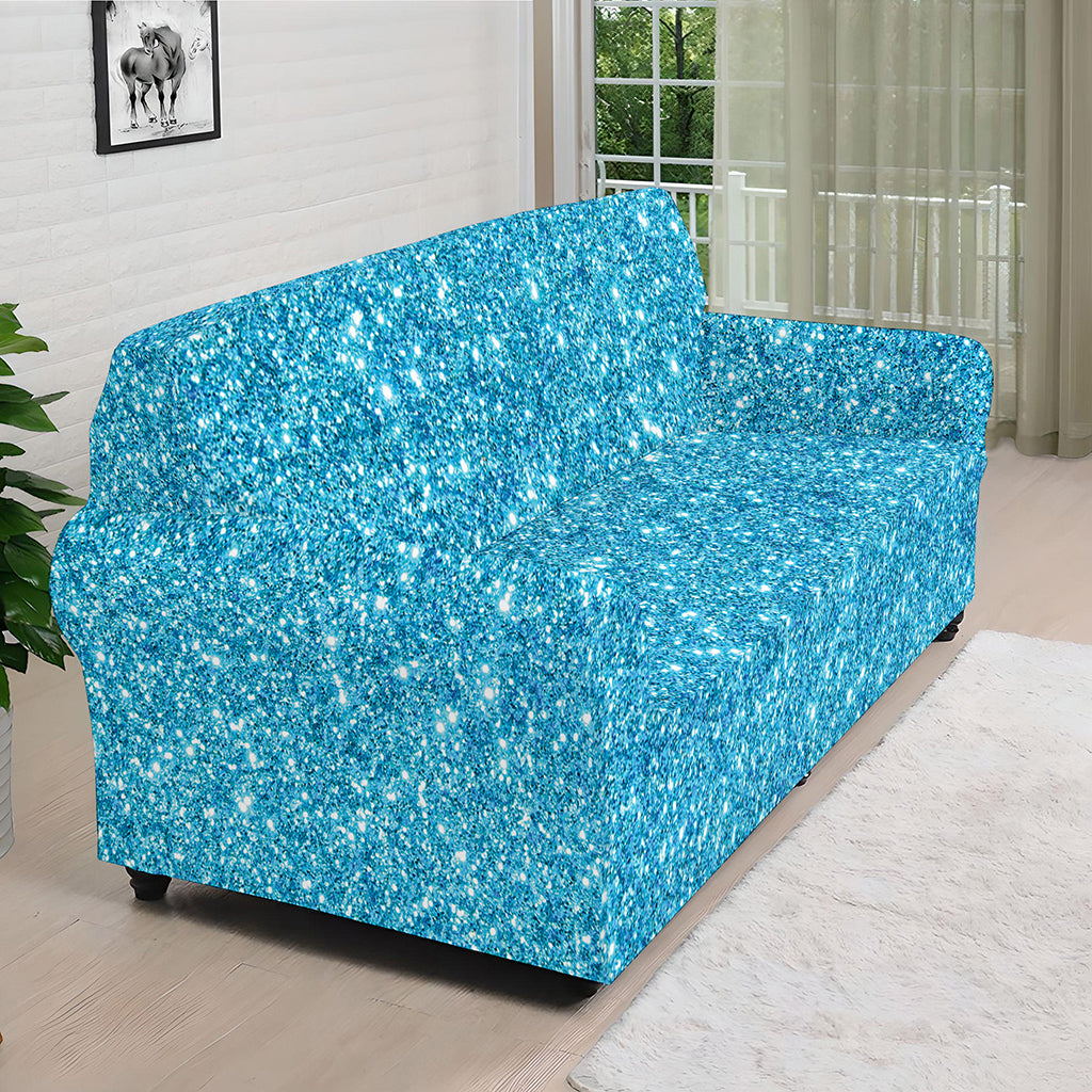 Ocean Blue Glitter Artwork Print (NOT Real Glitter) Sofa Cover