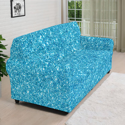 Ocean Blue Glitter Artwork Print (NOT Real Glitter) Sofa Cover