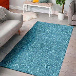 Ocean Blue Glitter Texture Print Area Rug