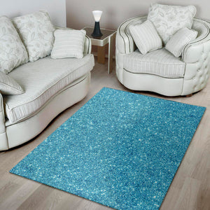 Ocean Blue Glitter Texture Print Area Rug