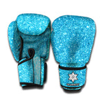 Ocean Blue Glitter Texture Print Boxing Gloves