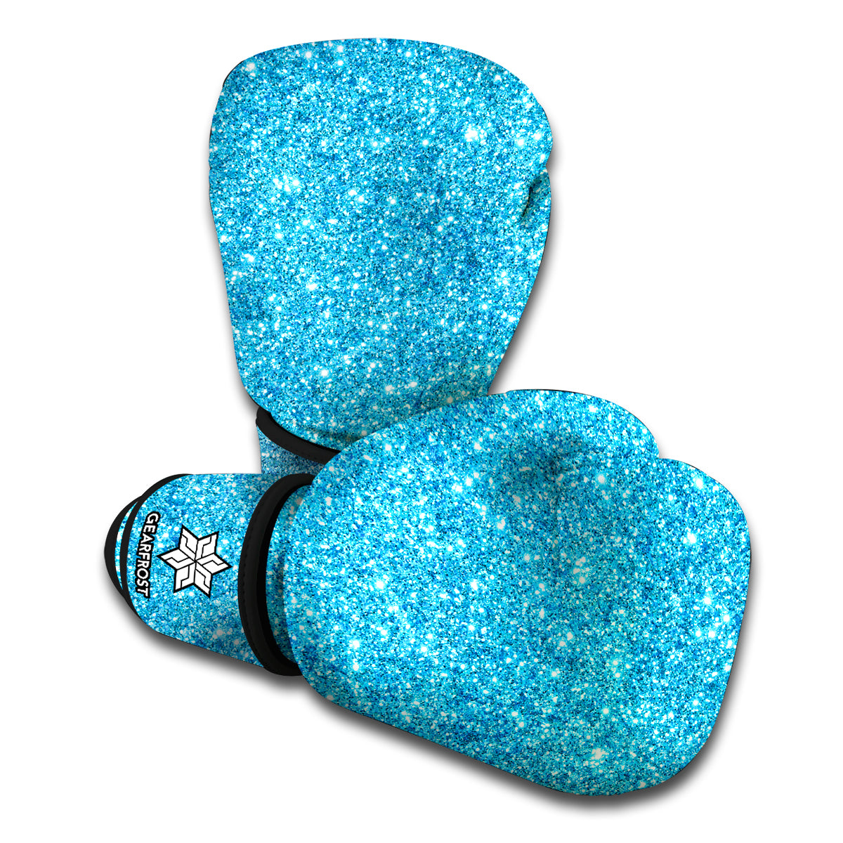 Ocean Blue Glitter Texture Print Boxing Gloves