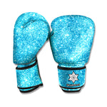 Ocean Blue Glitter Texture Print Boxing Gloves