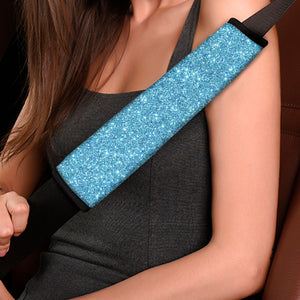 Ocean Blue Glitter Texture Print Car Seat Belt Covers