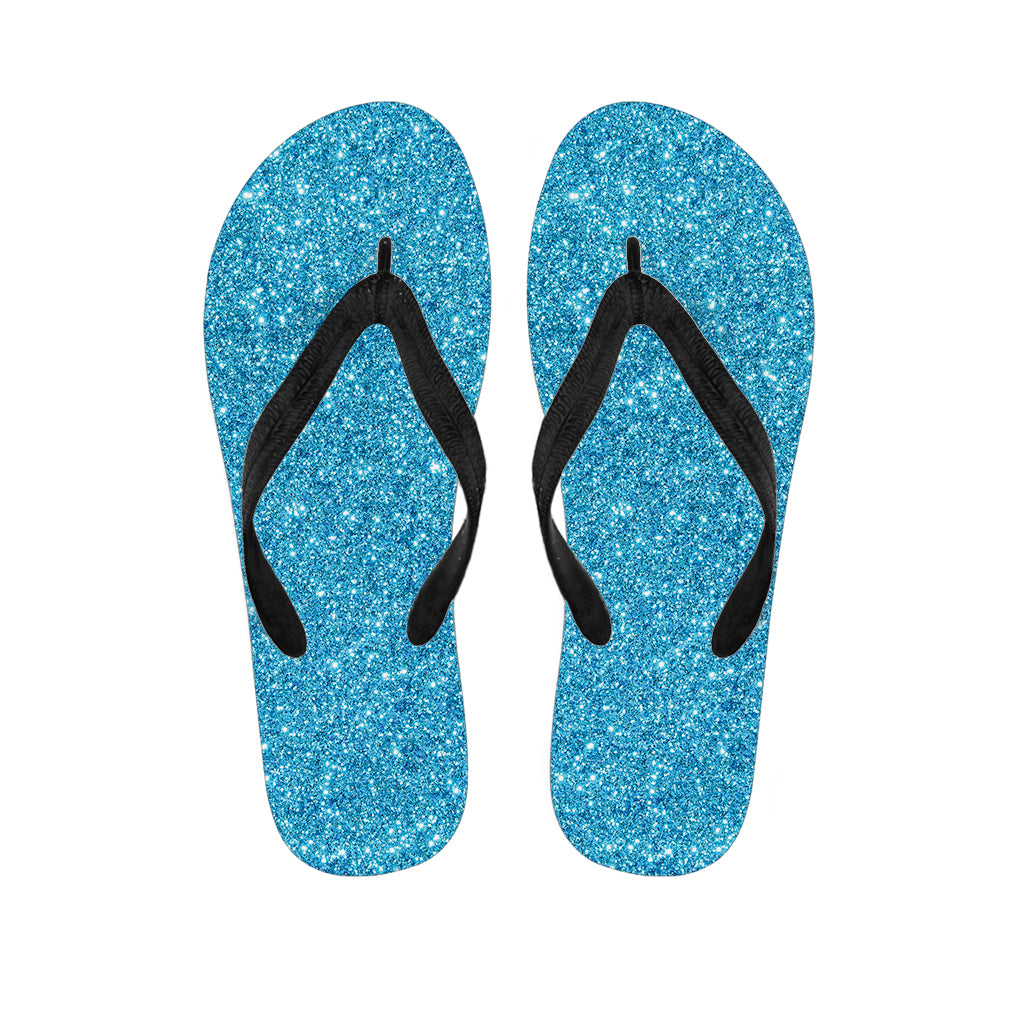 Ocean Blue Glitter Texture Print Flip Flops