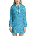 Ocean Blue (NOT Real) Glitter Print Pullover Hoodie Dress