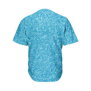 Ocean Blue Glitter Texture Print Men's Baseball Jersey