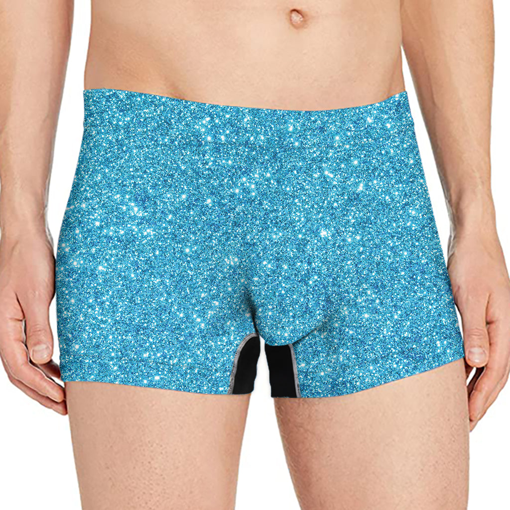 Ocean Blue Glitter Texture Print Men's Boxer Briefs