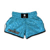 Ocean Blue Glitter Texture Print Muay Thai Boxing Shorts