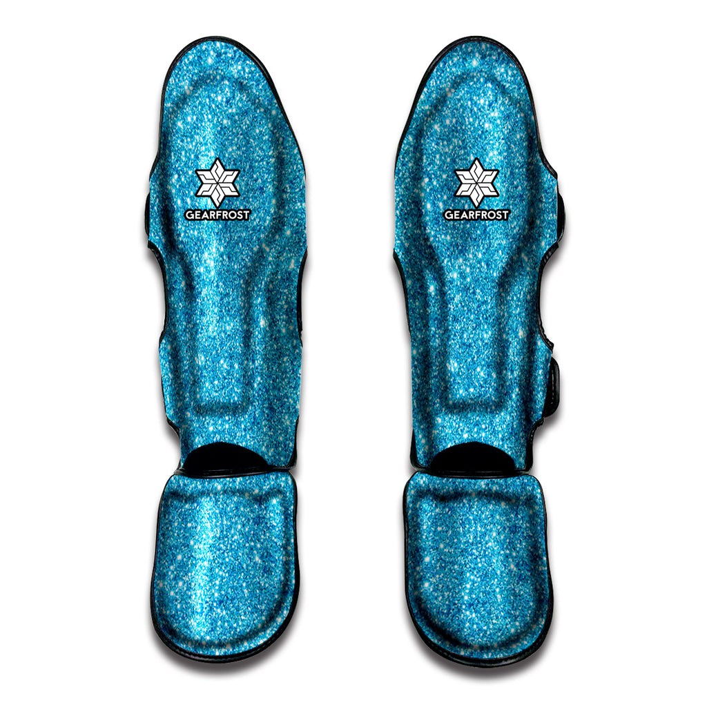 Ocean Blue Glitter Texture Print Muay Thai Shin Guard