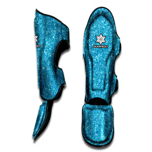 Ocean Blue Glitter Texture Print Muay Thai Shin Guard