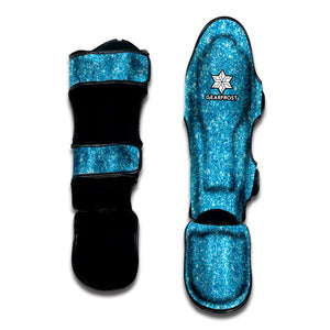 Ocean Blue Glitter Texture Print Muay Thai Shin Guard