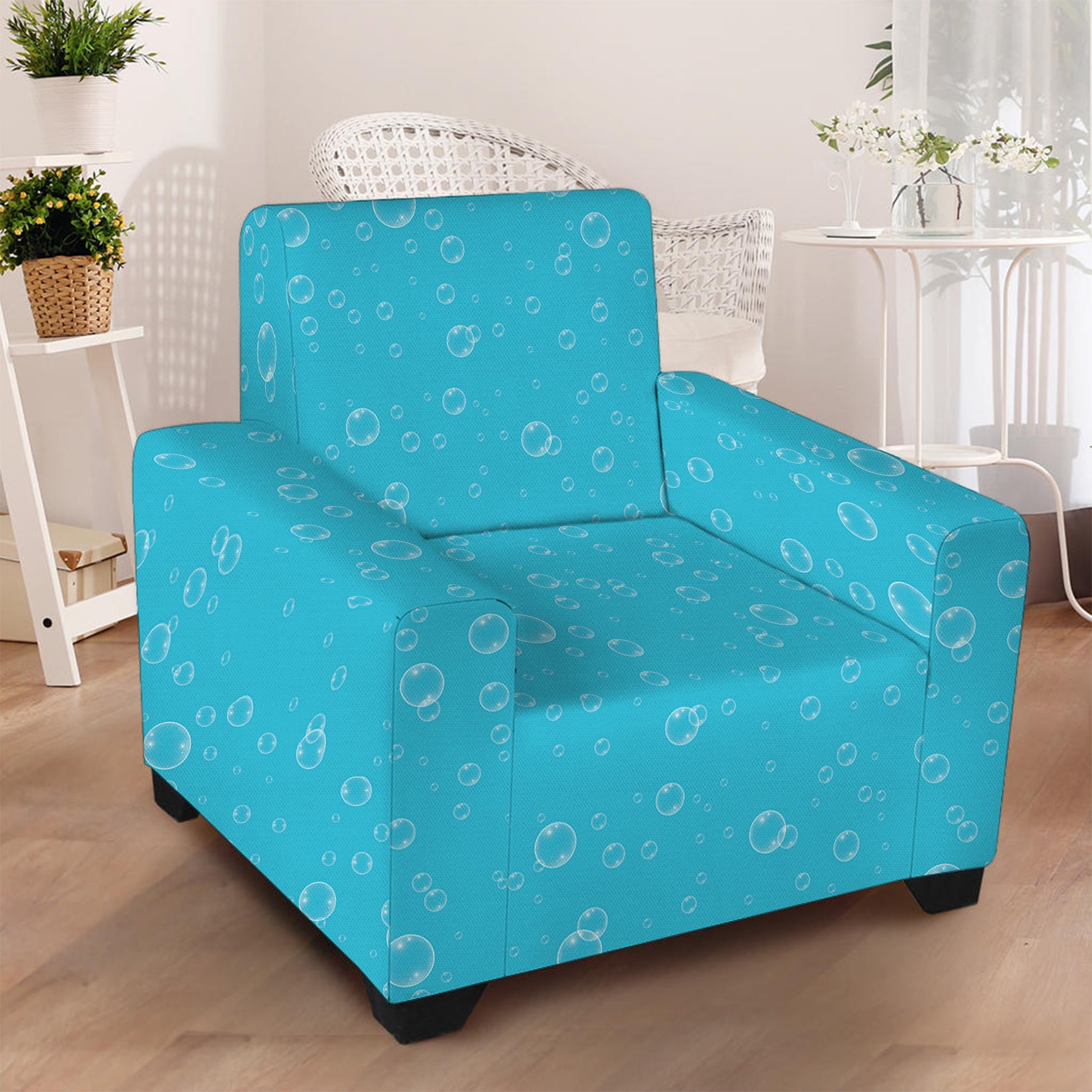 Ocean Bubble Pattern Print Armchair Slipcover