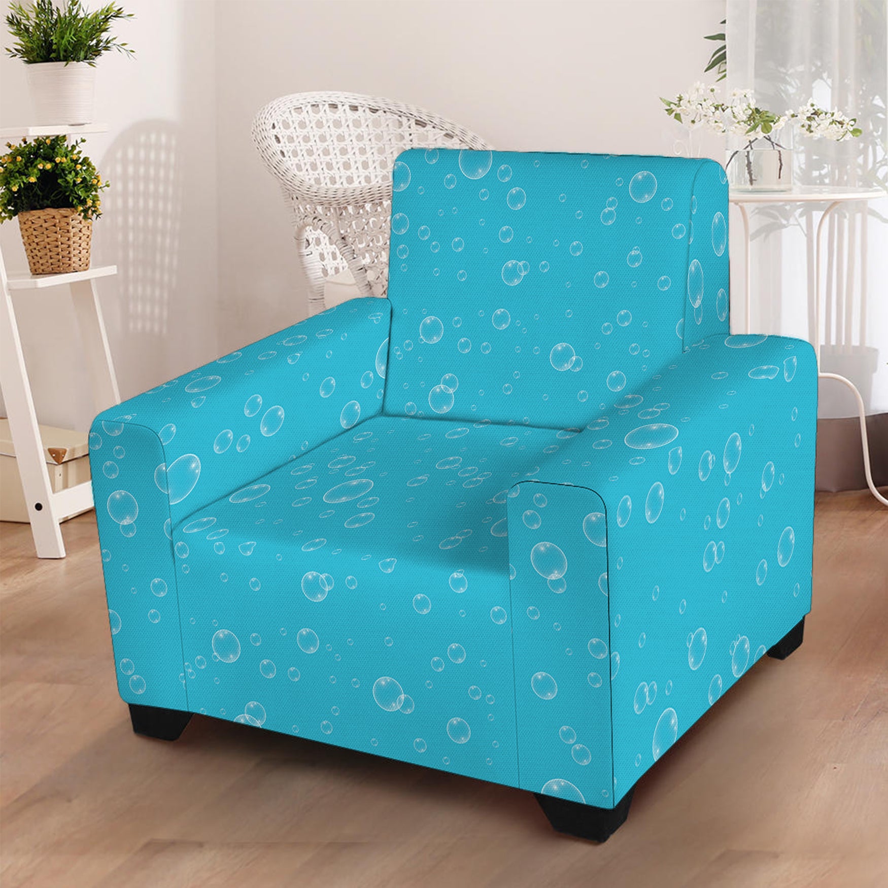 Ocean Bubble Pattern Print Armchair Slipcover