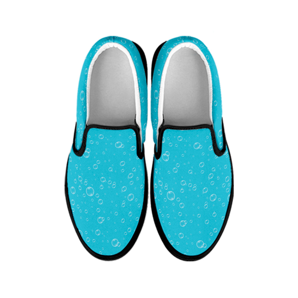 Ocean Bubble Pattern Print Black Slip On Shoes