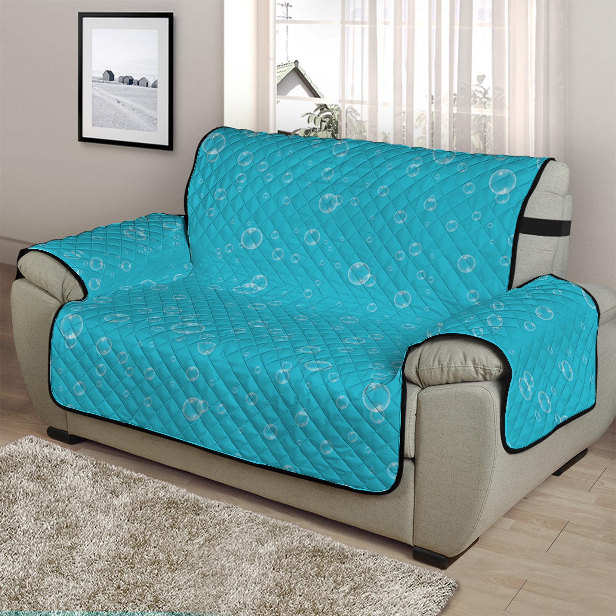 Ocean Bubble Pattern Print Half Sofa Protector