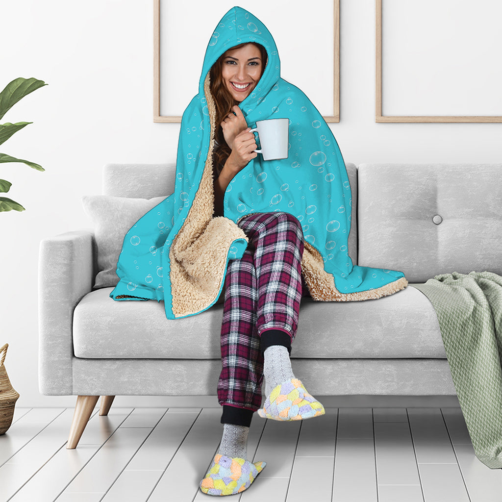 Ocean Bubble Pattern Print Hooded Blanket