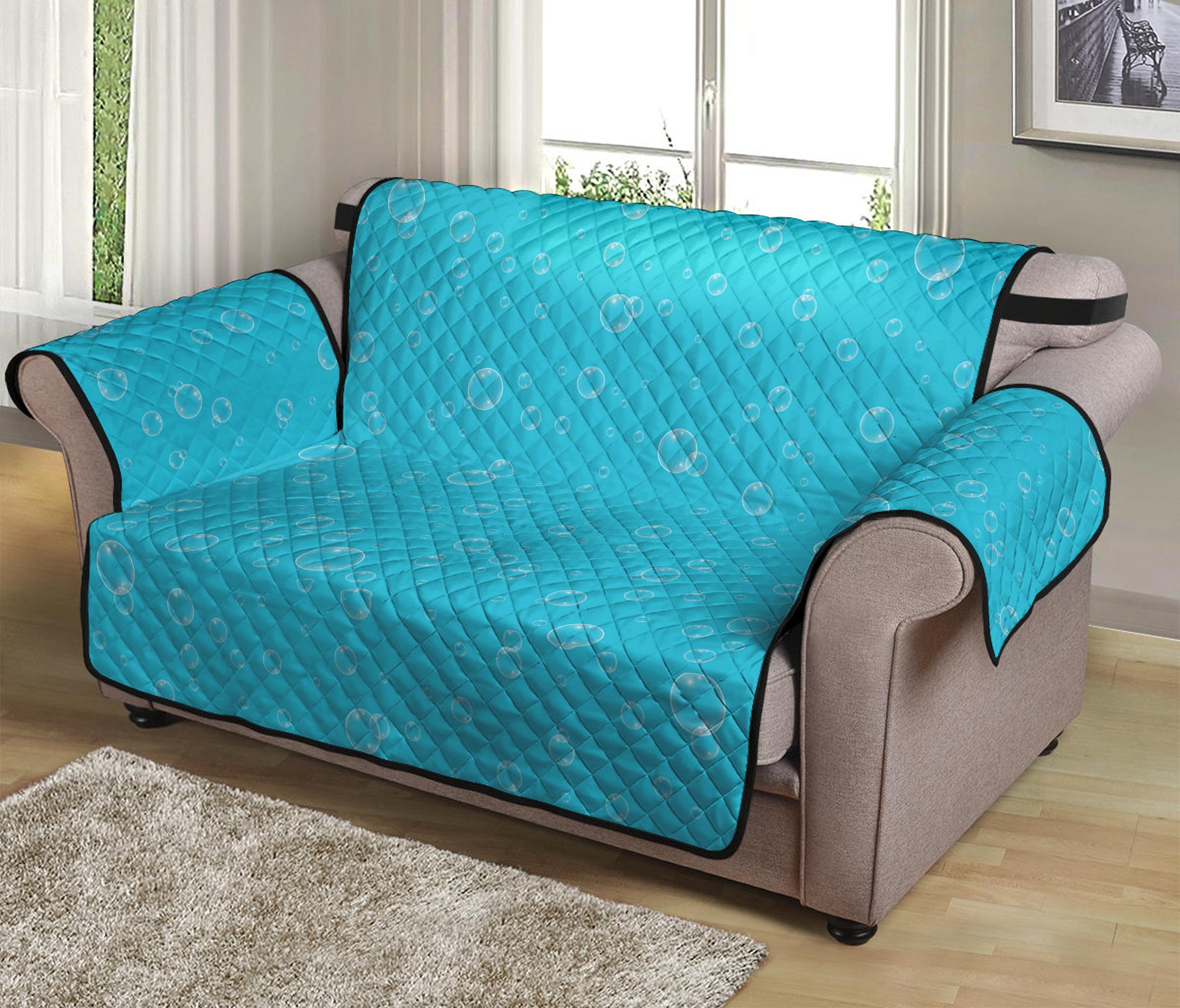 Ocean Bubble Pattern Print Loveseat Protector