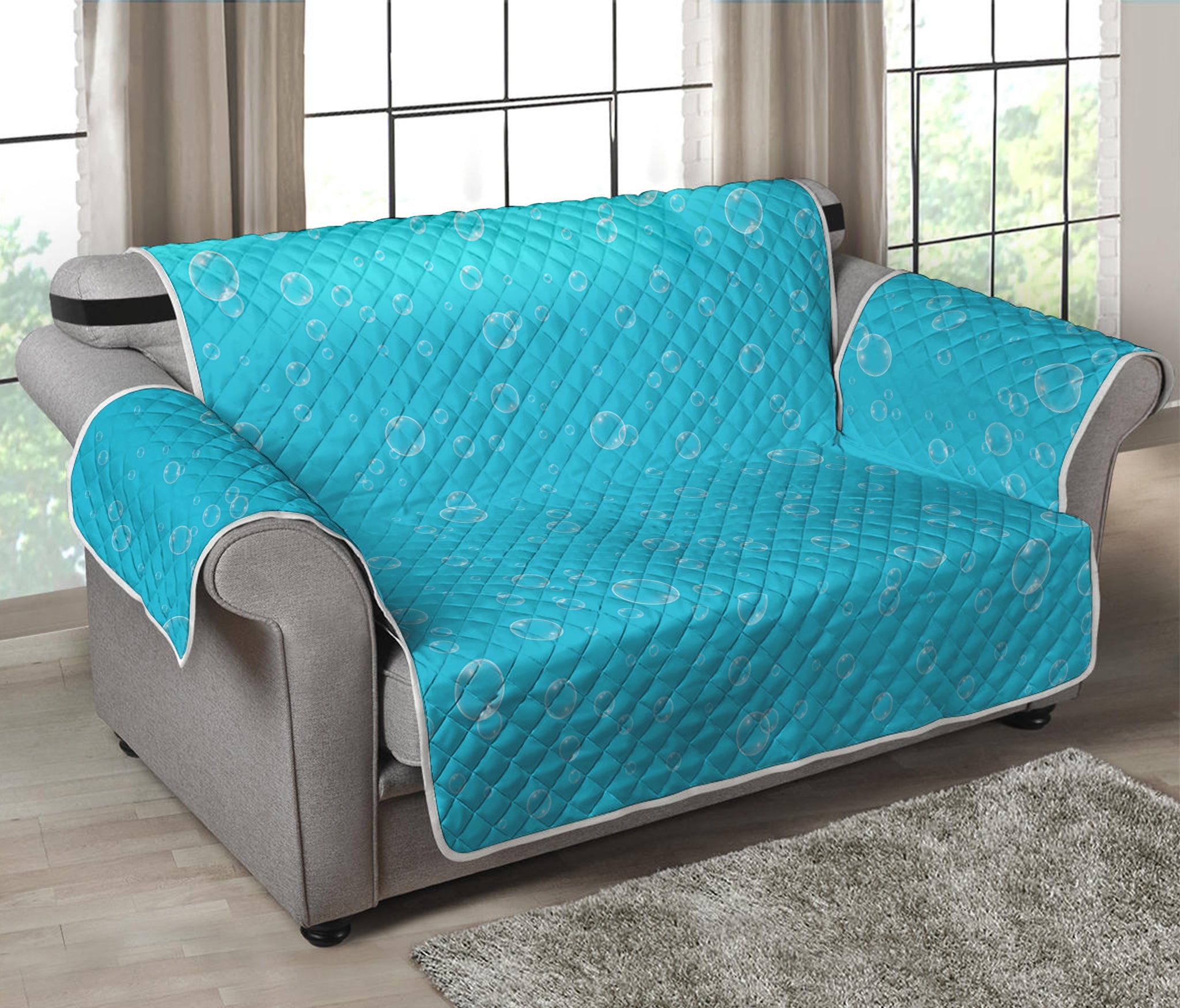 Ocean Bubble Pattern Print Loveseat Protector