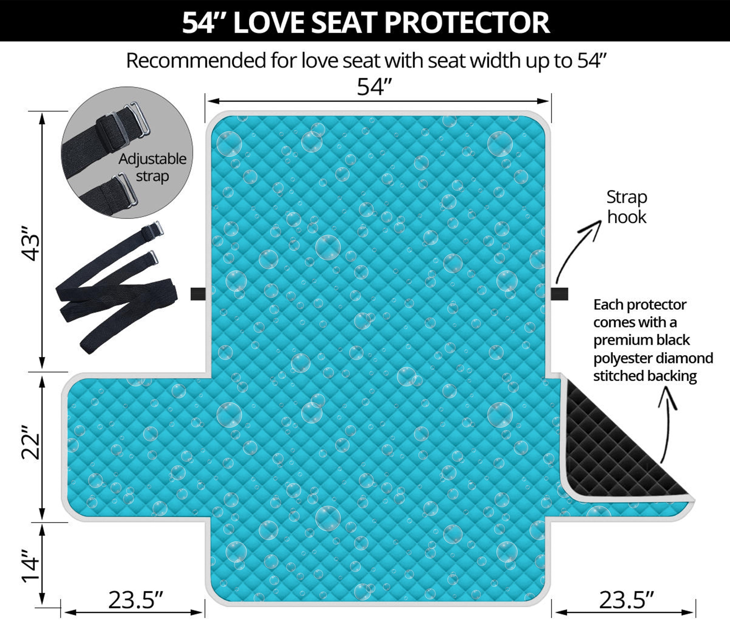 Ocean Bubble Pattern Print Loveseat Protector