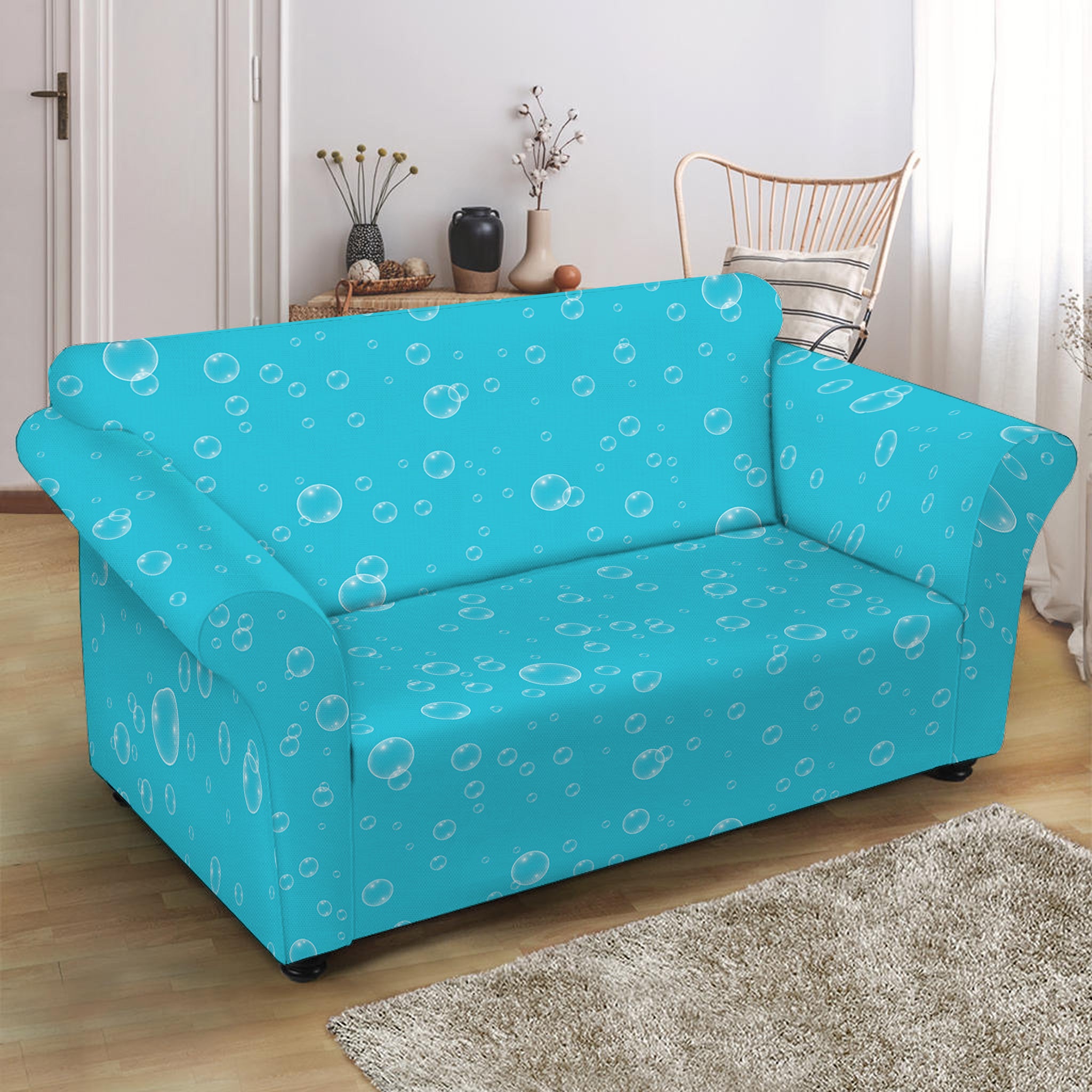 Ocean Bubble Pattern Print Loveseat Slipcover